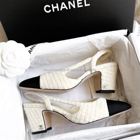 chanel tweed shoes|Chanel slingback pumps.